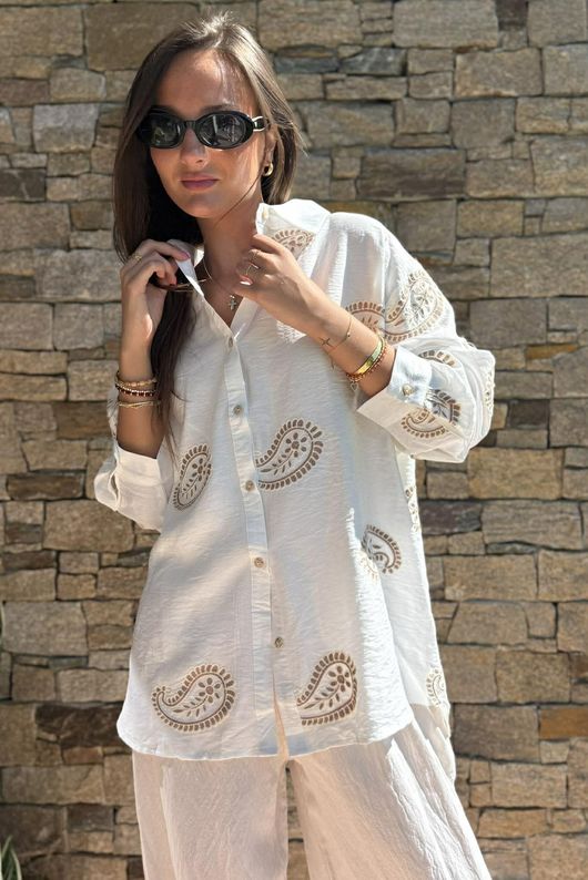 Yara Paisley Shirt White